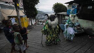Colorful Afro-Brazilian parade on Three Kings Day