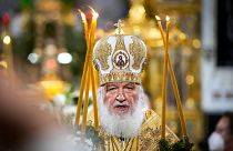 Russian Orthodox Patriarch Kirill delivers the Christmas Liturgy in the Christ the Saviour Cathedral in Moscow, Russia, Jan. 6, 2022. 