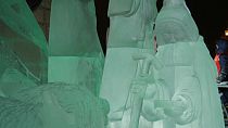Nativity ice sculpture festival held in Russia
