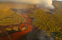 Río de lava del volcán Wolf en la isla Isabela, archipiélago de Galápagos, Ecuador 7/1/2022