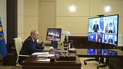 Le président Poutine lors d'une visioconférence de l'Organisation du traité de sécurité collective (10 janvier 2021)