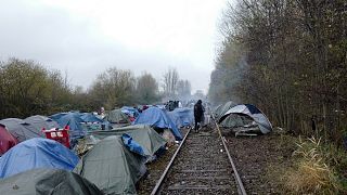 A migrants makeshift camp is set up in Calais, northern France, Saturday, Nov. 27, 2021.