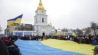Eine anti-russische Demonstration in Kiew am 9. Januar 2022
