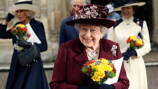 تغادر ملكة بريطانيا إليزابيث الثانية كنيسة وستمنستر في لندن، 12 مارس 2018