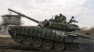 Orosz tank katonai gyakorlaton, az ukrán határ térségében