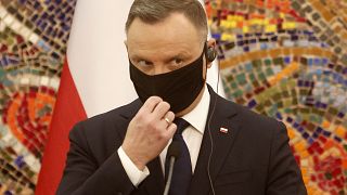 Poland's President Andrzej Duda is pictured during a news conference in Skopje in November.
