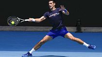 Novak Djokovic à l'entraînement, à Melbourne, Australie, le 12 janvier 2022
