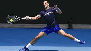 Novak Djokovic à l'entraînement, à Melbourne, Australie, le 12 janvier 2022