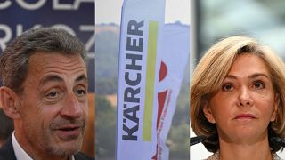 Eski Cumhurbaşkanı Nicolas Sarkozy (solda), Karcher (ortada), Cumhurbaşkanı Adayı Valerie Pecresse (sağda))