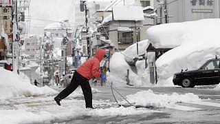 Сильные снегопады накрыли японский остров Хоккайдо