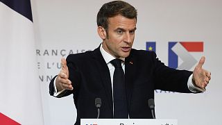 Emmanuel Macron francia elnök sajtótájékoztatója az Elysée-palotában