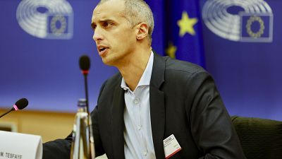 Denmark's Minister for Immigration and Integration Mattias Tesfaye attends a meeting of the Civil Liberties Committee at the European Parliament 