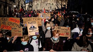 French teachers have walked out in a nationwide strike Thursday to express anger at the way the government is handling the virus situation in schools.