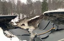 Numerosas carreteras tuvieron que ser cortadas por los daños causados por Gyda. Noruega 13/1/2022