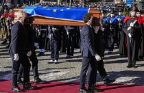 The coffin of late EU Parliament President David Sassoli