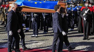 The coffin of late EU Parliament President David Sassoli 