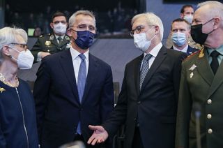 United States Deputy Secretary of State Wendy Sherman, NATO Sec-Gen Jens Stoltenberg, Russia's Deputy Foreign Minister Alexander Grushko, speak during the NATO-Russia Council