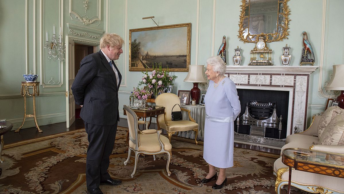 File photo: Britain's Queen Elizabeth II greets Prime Minister Boris Johnson