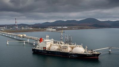 The tanker Sun Arrows loads its cargo of liquefied natural gas from the Sakhalin-2 project in the port of Prigorodnoye, Russia, on Friday, Oct. 29, 2021. The tanker Sun Arrows loads its cargo of liquefied natural gas from the Sakhalin-2 project in the port of Prigorodnoye, Russia, on Friday, Oct. 29, 2021.
