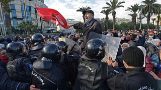 مظاهرات في تونس العاصمة في ذكرى الثورة وللتعبير عن معارضة قرارات الرئيس قيس سعيّد.