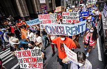 Imagen de archivo de una manifestación a favor de la extensión de la moratoria a los deshaucios en Nueva York