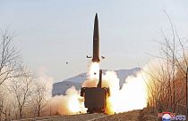 صورة نشرتها وزارة دفاع كوريا الشمالية لعملية إطلاق الصاروخ