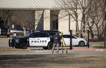 Law enforcement at the scene of the hostage-taking outside the Congregation Beth Israel synagogue in Texas.