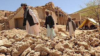Archives : maisons détruites après un séisme dans la province de Samangan (nord de l'Afghanistan), le 24/04/2010