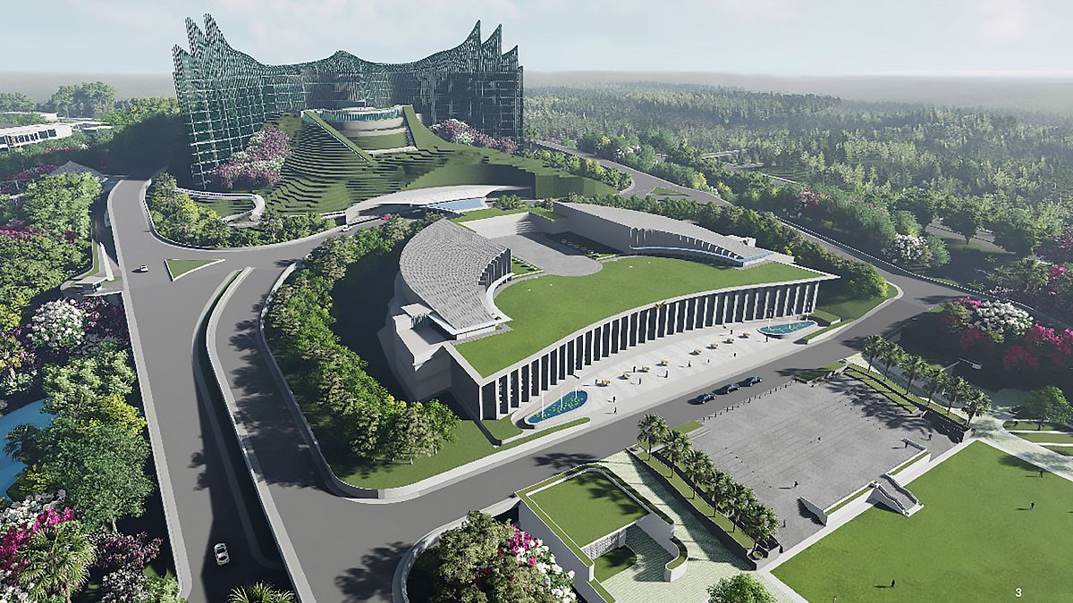 A design illustration of Indonesia's future presidential palace in East Kalimantan, on jungle-clad Borneo island that will be named "Nusantara", issued on January 18, 2022.