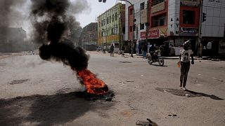 Barricades were set up and tyres burned as part of a civil disobedience campaign in Khartoum.