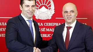 Oι πρωθυπουργοί της Βόρειας Μακεδονίας, Ντιμίταρ Κοβάτσεφσκι και της Βουλγαρίας, Κίριλ Πέτκοφ