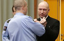 Anders Breivik en el tribunal, Oslo, Noruega 15/3/2016