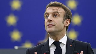 Le président français, Emmanuel Macron, lors de son discours au Parlement européen à Strasbourg, le 19 janvier 2022
