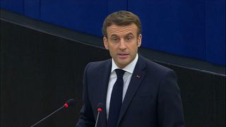 Emmanuel Macron durante su discurso ante el Parlamento Europeo