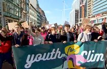 Una protesta de jóvenes contra el cambio climático