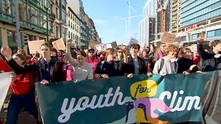 Una protesta de jóvenes contra el cambio climático