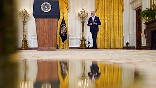 Ο Αμερικανός πρόεδρος Τζο Μπάιντεν παραχωρεί συνέντευξη Τύπου για τον ένα χρόνο από την ανάληψη της προεδρίας των ΗΠΑ