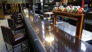 The bar is empty at the Sheraton hotel during the coronavirus pandemic in Montreal, Wednesday, Nov. 18, 2020.