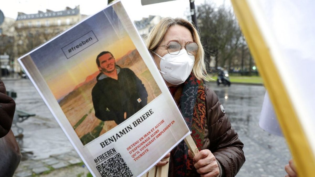 Demo für die Freilassung von Benjamin Brière in Paris, Januar 2022.