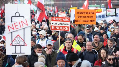 مسيرة حاشدة لرافضي التطيعم ضد كورونا في فيينا عاصمة النمسا. 08/01/2022
