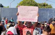 Ein Demonstrant im Süden Mexikos verleiht seiner Forderung Nachdruck