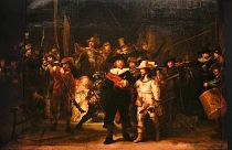 Rembrandt's biggest painting the Night Watch which just got bigger with the help of artificial intelligence, in Amsterdam, Netherlands, Wednesday, June 23, 2021.
