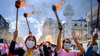Myanmar'da cunta karşıtı bir protesto 
