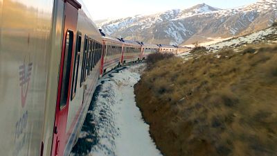 The Touristic Eastern Express crosses Anatolia's snowy landscapes