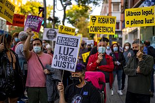 Citizens of Madrid take part in a protest against gas and electricity price hikes, September 2021