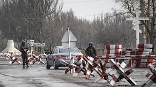 Ουκρανικό φυλάκιο στη μεθόριο με τα εδάφη που ελέγχουν οι φιλορώσοι αυτονομιστές στην ανατολική Ουκρανία