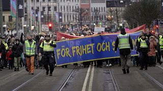 تظاهرات مخالفان پاسپورت واکسیناسیون در گوتنبرگ سوئد