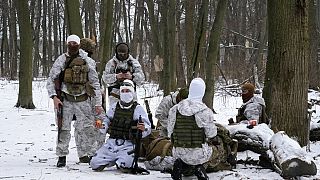 Fuerzas de la defensa ucraniana se entrenan en Kiev