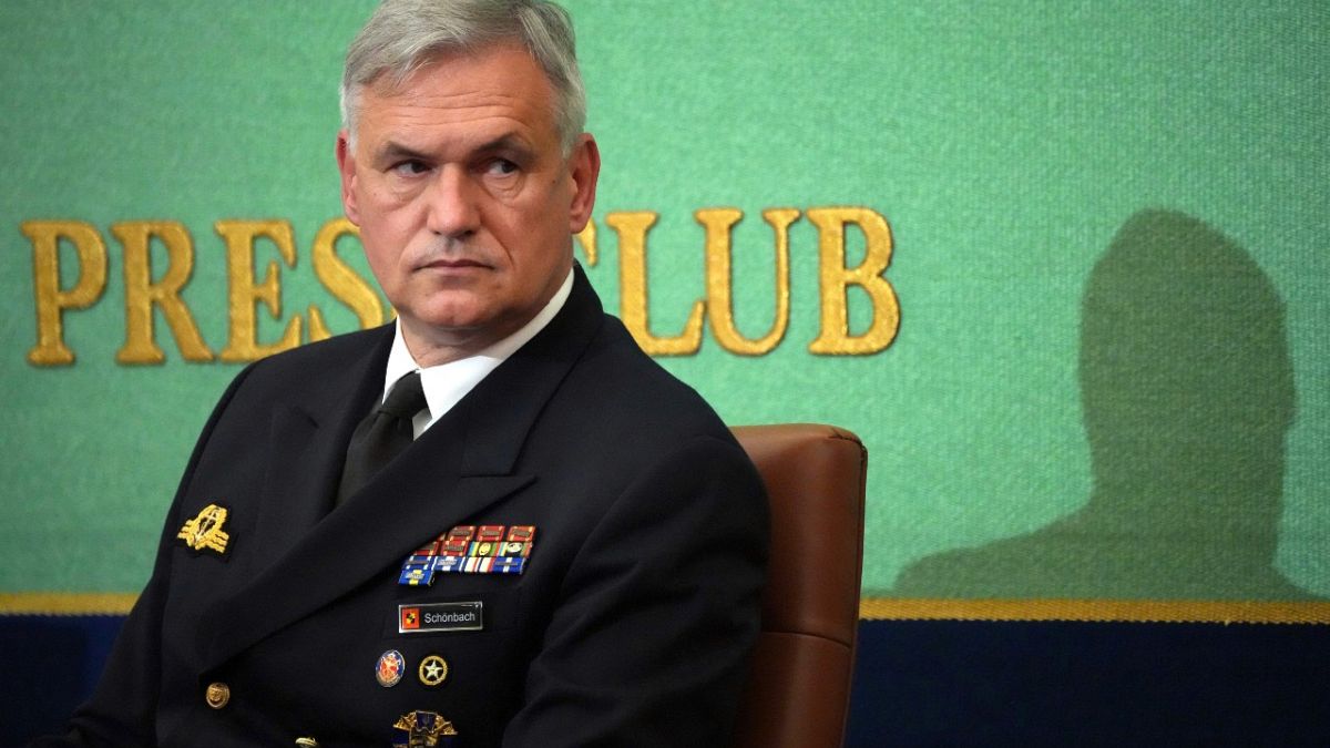 Germany's Chief of Navy Vice Adm. Kay-Achim Schönbach attends a press conference at the Japan National Press Club Tuesday, Nov. 9, 2021, in Tokyo.
