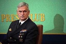 Germany's Chief of Navy Vice Adm. Kay-Achim Schönbach attends a press conference at the Japan National Press Club Tuesday, Nov. 9, 2021, in Tokyo.